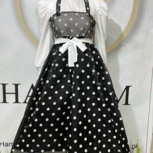 Chic Black & White Polka Dot Organza Dress