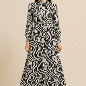 Zebra Vibe Soft Georgette Maxi Dress 🖤🤍