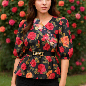 🌺 Stylish Floral Top with Black Jeans – Trendy & Comfortable Everyday Wear ✨