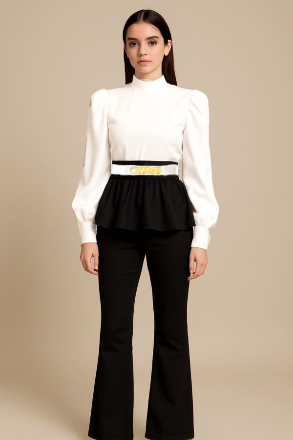 White & Black Frill Top with Black Stretch Jeans 👚👖 | Casual & Trendy Streetwear