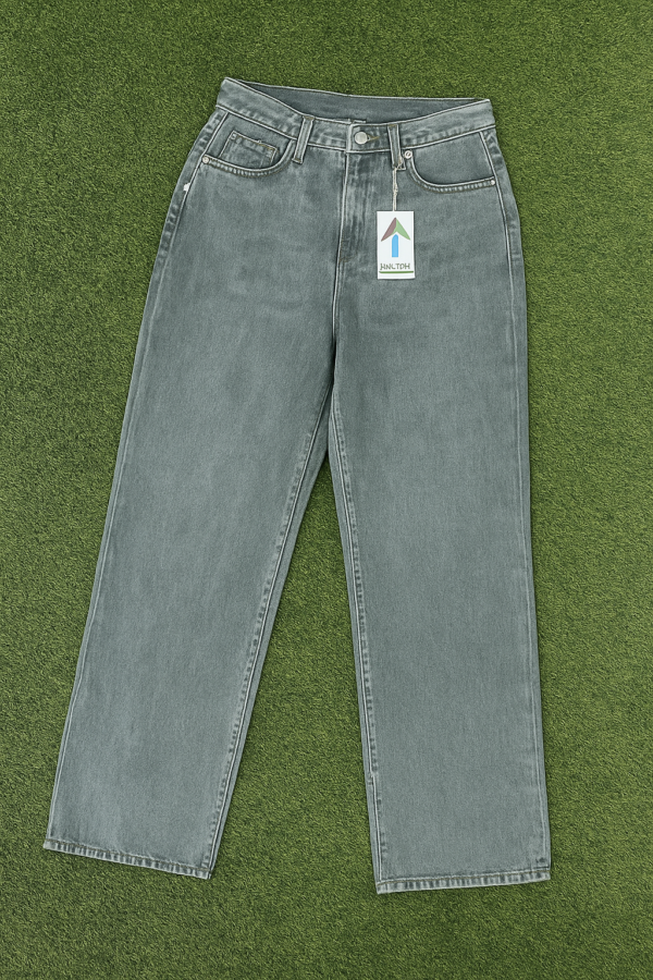 High-Waist Straight Cut Grey Jeans
