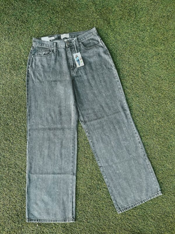 High-Waist Straight Cut Grey Jeans