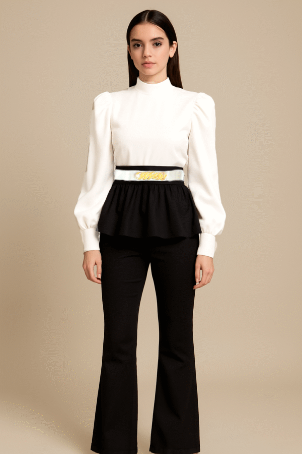 White & Black Frill Top with Black Stretch Jeans 👚👖 | Casual & Trendy Streetwear