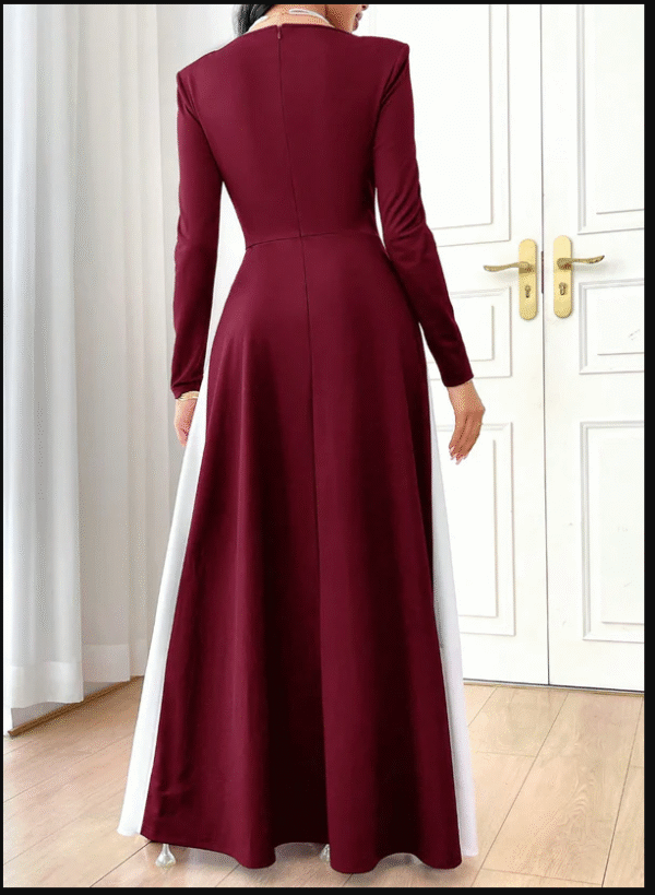 ❤️ Noira Maroon & White Dress – Velvet - Image 4