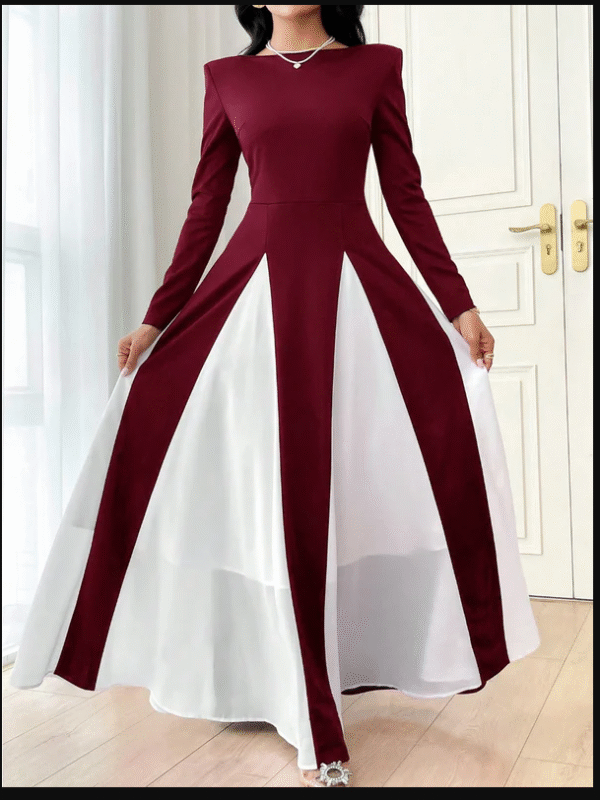 ❤️ Noira Maroon & White Dress – Velvet - Image 5