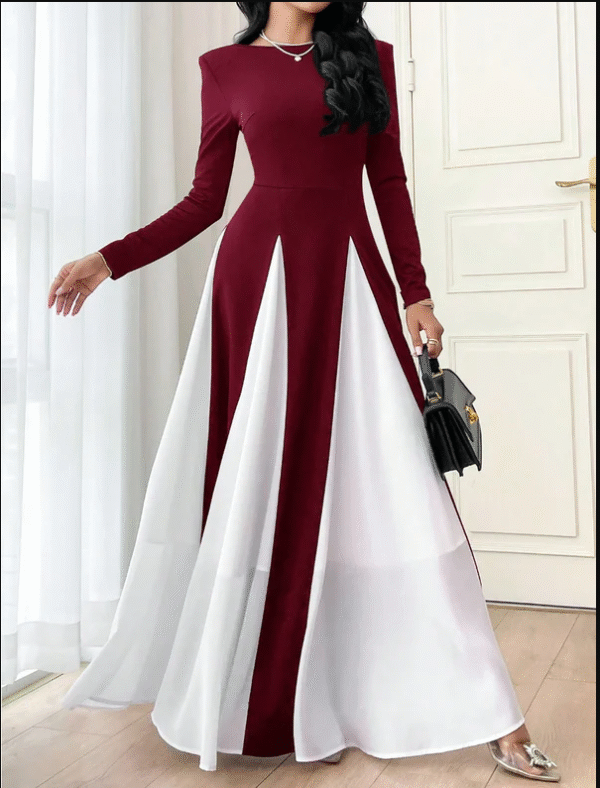 ❤️ Noira Maroon & White Dress – Velvet