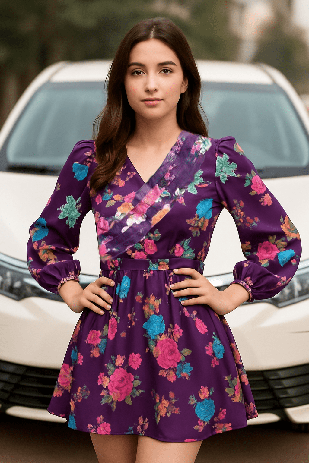 Elegant Floral Puff Sleeve Top β Purple πΈπ