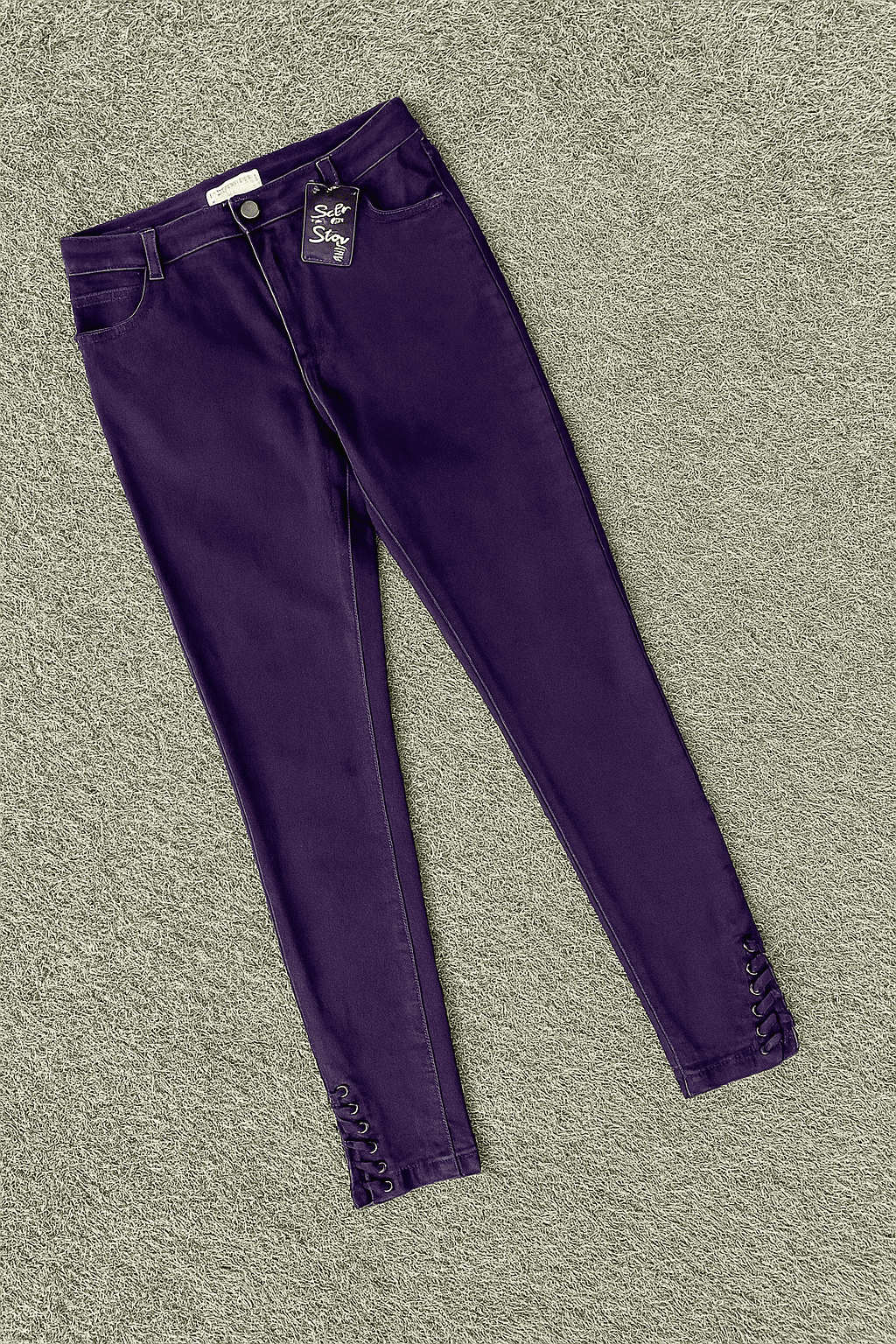 Deep Navy Lace-Up Ankle Skinny Jeans – Stylish & Sleek Fit ✨