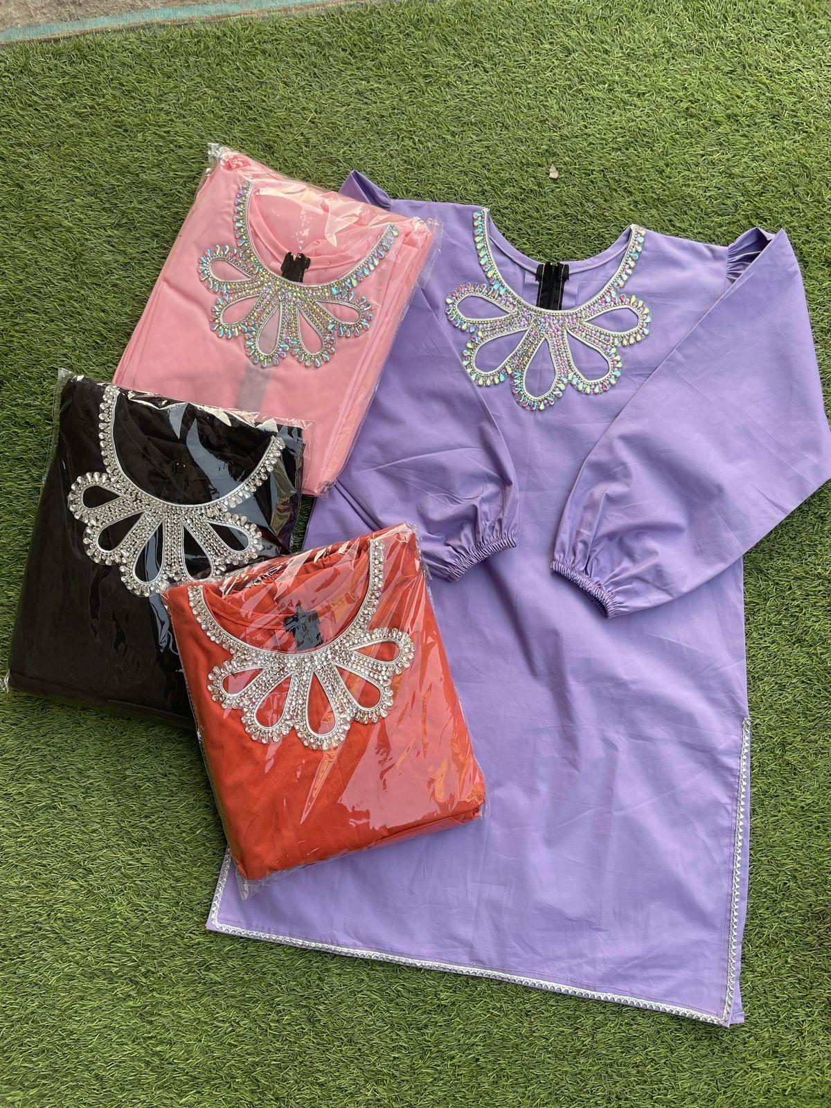 Title: Lavender Bloom – 3-Piece Farshi Dress