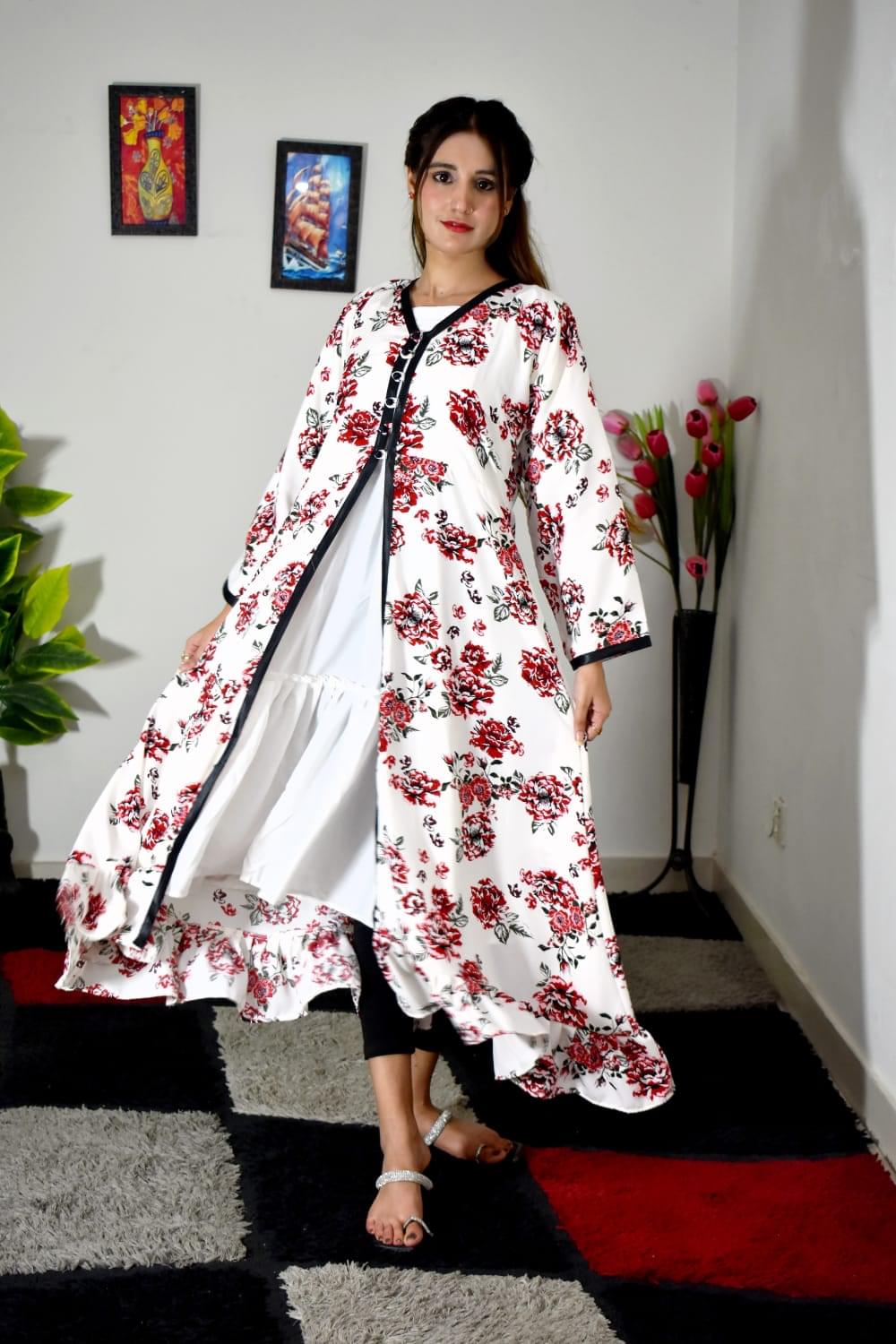 πΉ Scarlet Bloom β Georgette Layered Gown