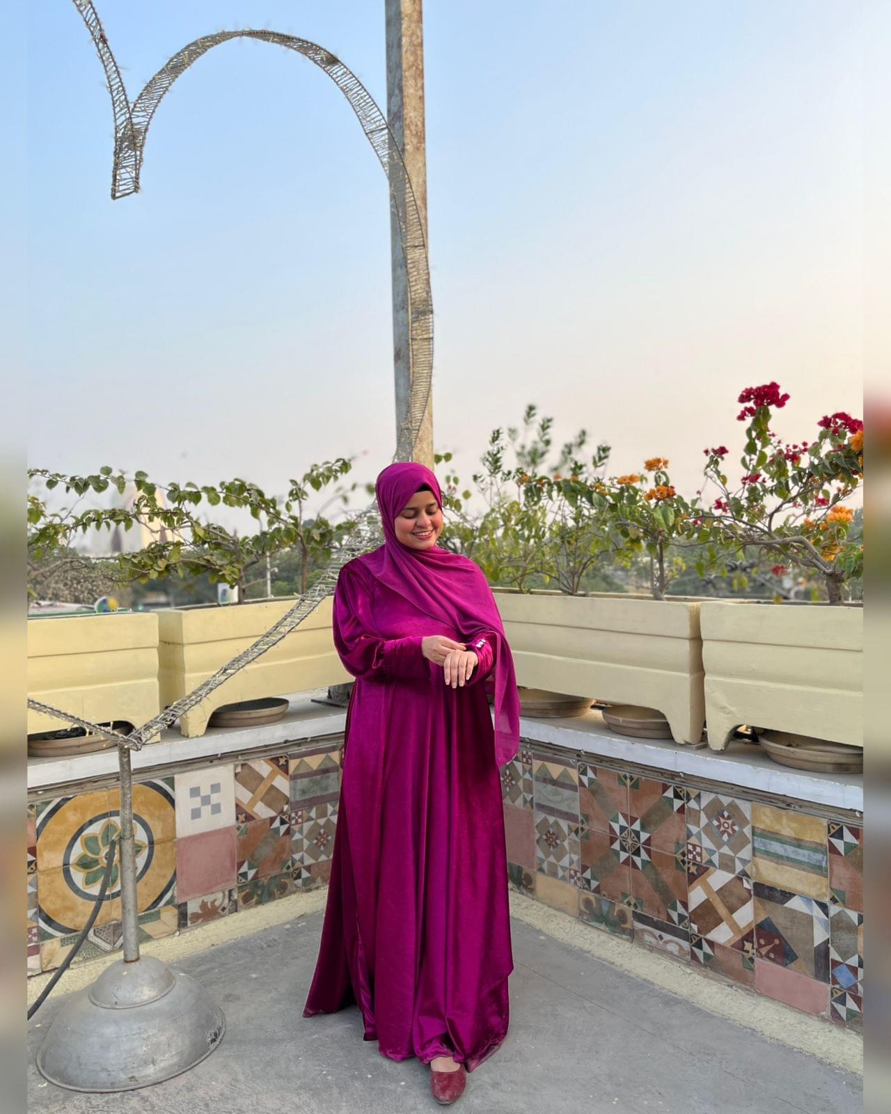 Plum Velvet Modesty Maxi Gown" ya "Royal Magenta Velvet Maxi